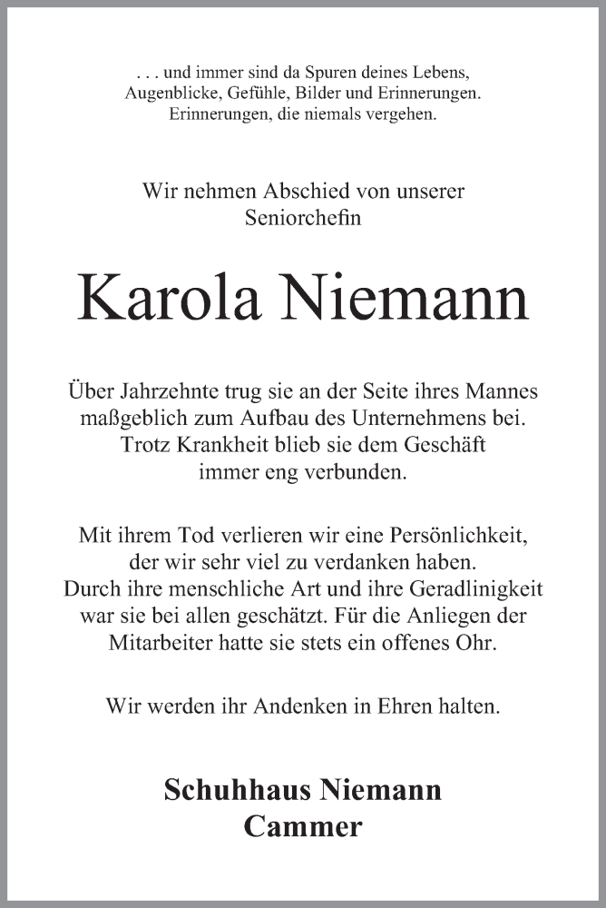  Traueranzeige für Karola Niemann vom 13.12.2016 aus Mindener Tageblatt