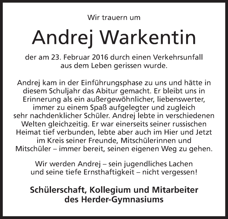  Traueranzeige für Andrej Warkentin vom 25.02.2016 aus Mindener Tageblatt