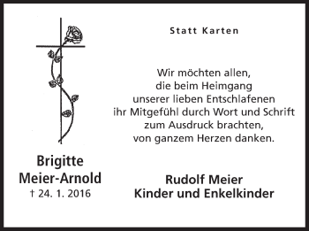 Anzeige von Brigitte Meier-Arnold von Mindener Tageblatt