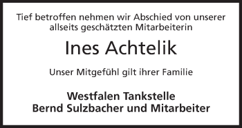 Anzeige von Ines Achtelik von Mindener Tageblatt