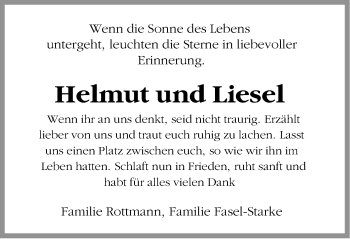 Anzeige von Helmut und Liesel  von Mindener Tageblatt