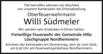 Anzeige von Willi Südmeier von Mindener Tageblatt