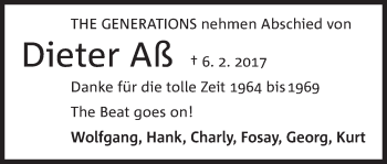 Anzeige von Dieter Aß von Mindener Tageblatt