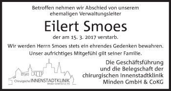 Anzeige von Eilert Smoes von Mindener Tageblatt