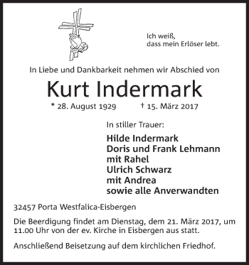 Anzeige von Kurt Indermark von Mindener Tageblatt