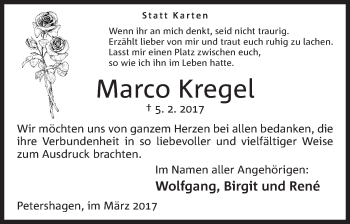 Anzeige von Marco Kregel von Mindener Tageblatt