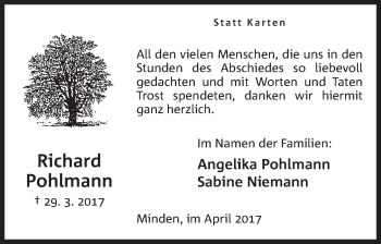 Anzeige von Richard Pohlmann von Mindener Tageblatt