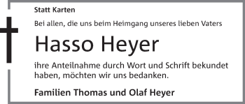 Anzeige von Hasso Heyer von Mindener Tageblatt