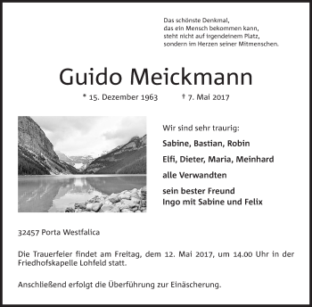 Anzeige von Guido Meickmann von Mindener Tageblatt