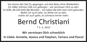 Anzeige von Bernd Christiani von Mindener Tageblatt