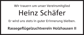 Anzeige von Heinz Schäfer von Mindener Tageblatt