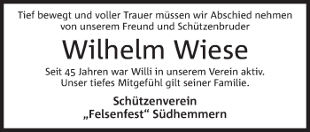 Anzeige von Wilhelm Wiese von Mindener Tageblatt