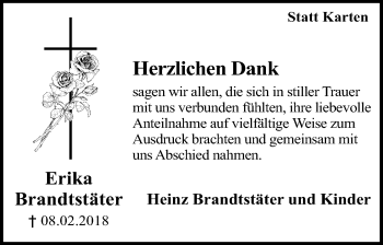 Anzeige von Erika Brandtstäter von Mindener Tageblatt