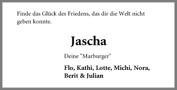 Anzeige von Jascha  von Mindener Tageblatt