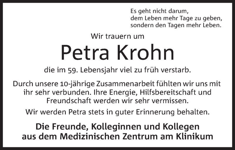  Traueranzeige für Petra Krohn vom 03.03.2018 aus Mindener Tageblatt