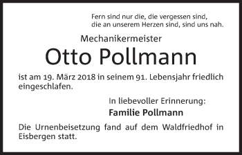 Anzeige von Otto Pollmann von Mindener Tageblatt