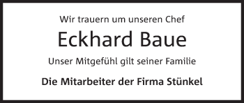 Anzeige von Eckhard Baue von Mindener Tageblatt