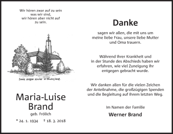 Anzeige von Maria-Luise Brand von Mindener Tageblatt