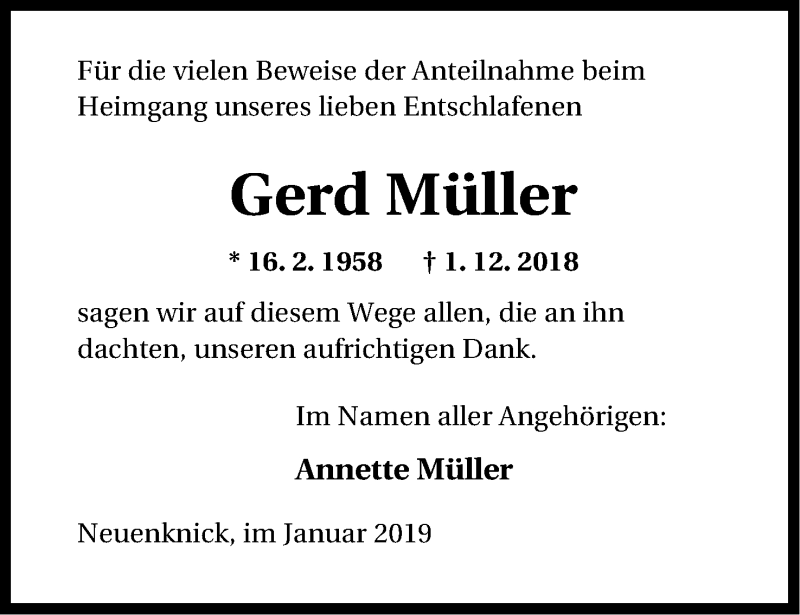 Traueranzeigen Von Gerd Muller Trauer Mt De