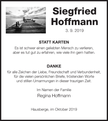 Anzeige von Siegfried Hoffmann von Mindener Tageblatt