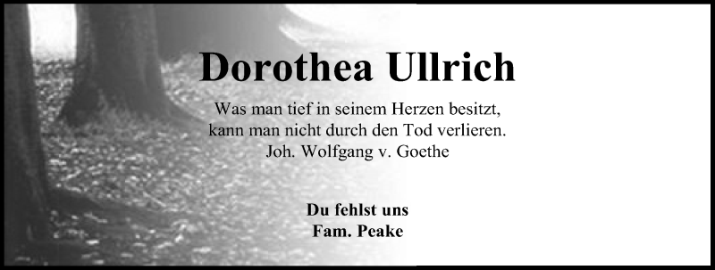  Traueranzeige für Dorothea Ullrich vom 09.11.2019 aus Mindener Tageblatt
