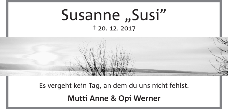  Traueranzeige für Susanne Weber vom 20.12.2019 aus Mindener Tageblatt