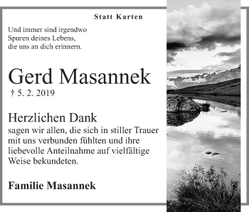 Anzeige von Gerd Masannek von Mindener Tageblatt