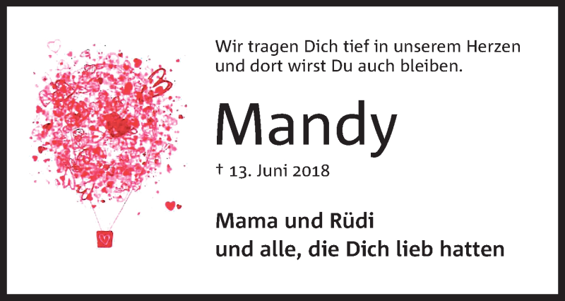  Traueranzeige für Mandy Wiese vom 13.06.2019 aus Mindener Tageblatt