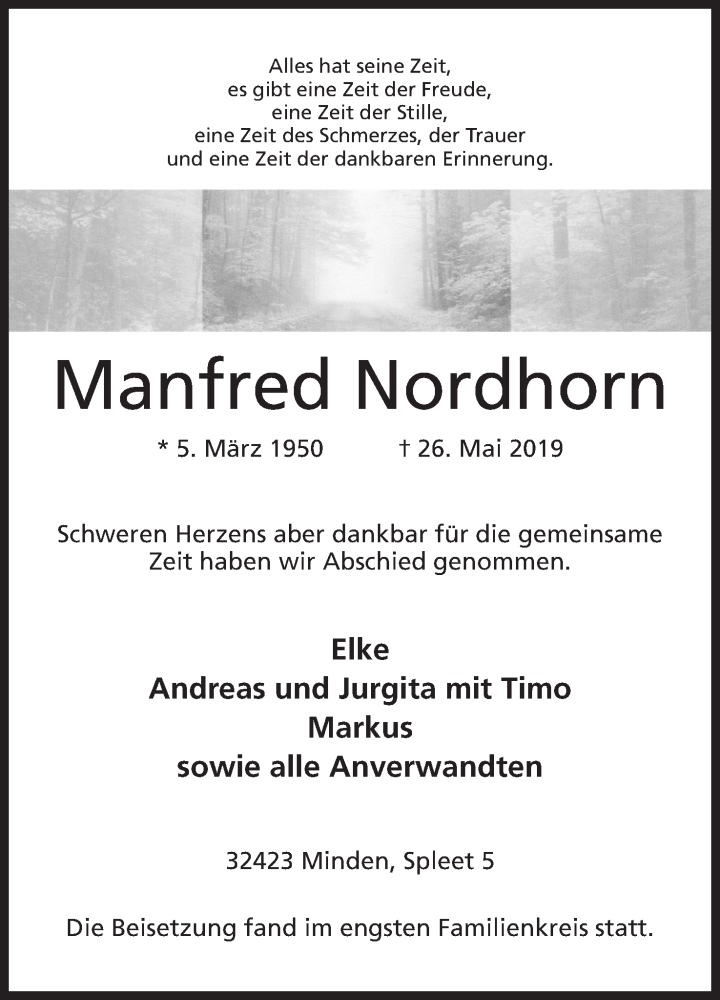  Traueranzeige für Manfred Nordhorn vom 13.06.2019 aus Mindener Tageblatt