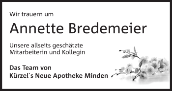 Anzeige von Annette Bredemeier von Mindener Tageblatt