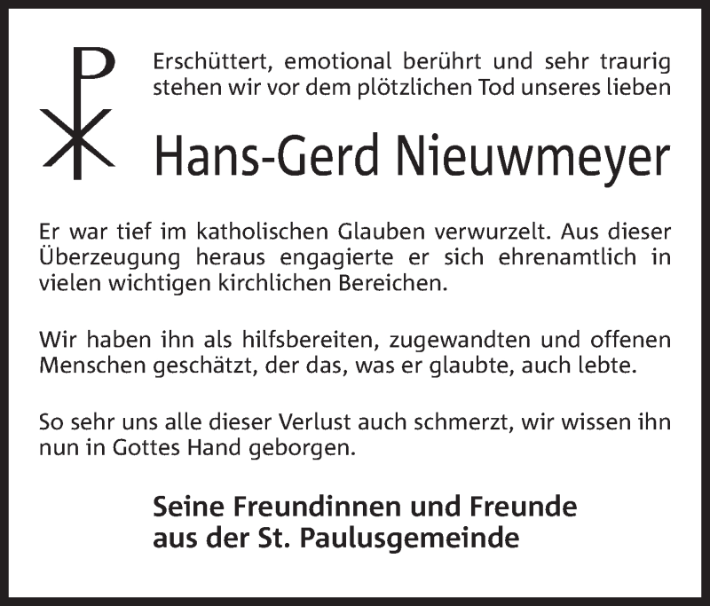  Traueranzeige für Hans-Gerd Nieuwmeyer vom 11.07.2019 aus Mindener Tageblatt