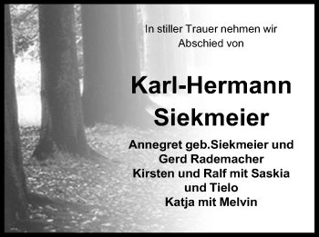 Anzeige von Karl-Hermann Siekmeier von Mindener Tageblatt