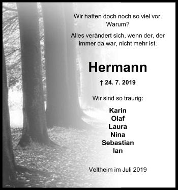 Anzeige von Karl-Hermann Siekmeier von Mindener Tageblatt