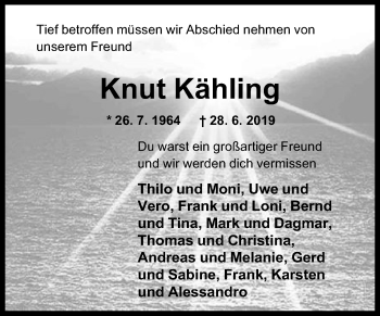 Anzeige von Knut Kähling von Mindener Tageblatt