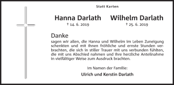 Anzeige von Wilhelm Darlath von Mindener Tageblatt