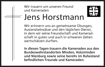 Anzeige von Jens Horstmann von Mindener Tageblatt