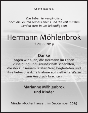 Anzeige von Hermann Möhlenbrok von Mindener Tageblatt