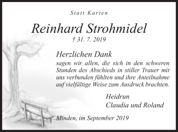 Anzeige von Reinhard Strohmidel von Mindener Tageblatt
