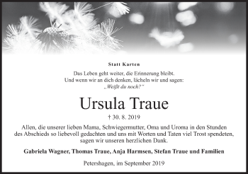 Anzeige von Ursula Traue von Mindener Tageblatt