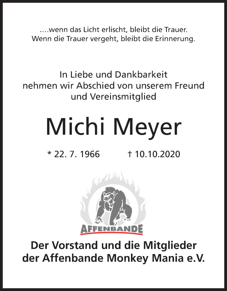  Traueranzeige für Michael Meyer vom 17.10.2020 aus Mindener Tageblatt