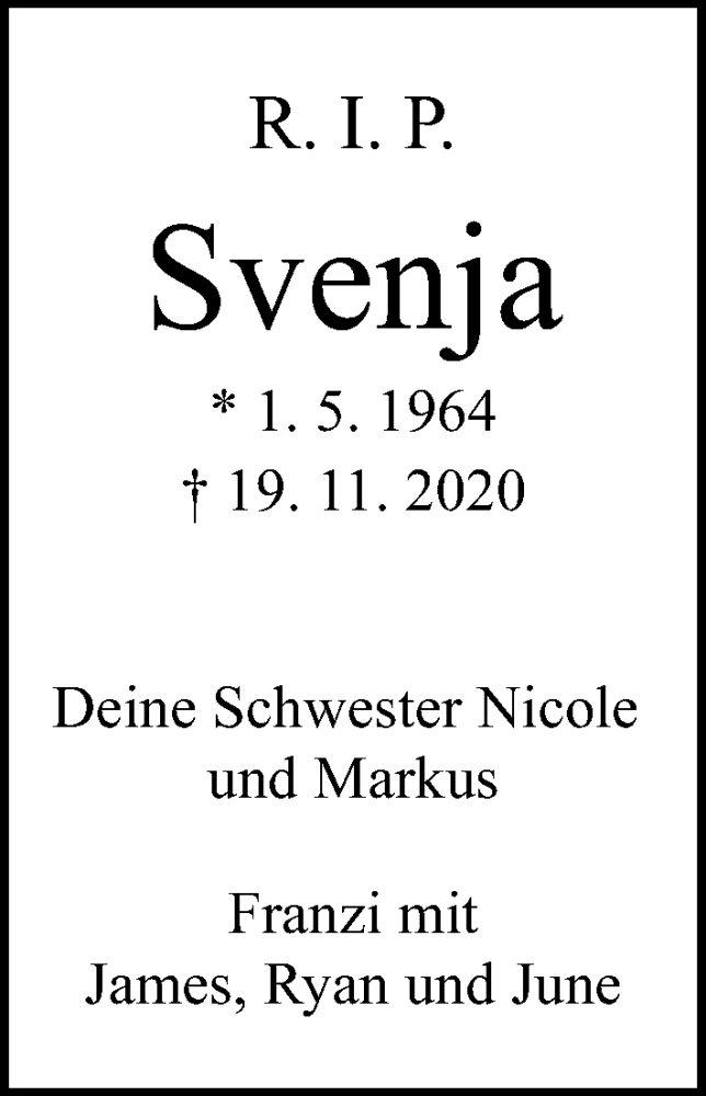  Traueranzeige für Svenja Scheibe-Matthiesen vom 28.11.2020 aus Mindener Tageblatt