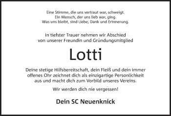 Anzeige von Lotti  von Mindener Tageblatt