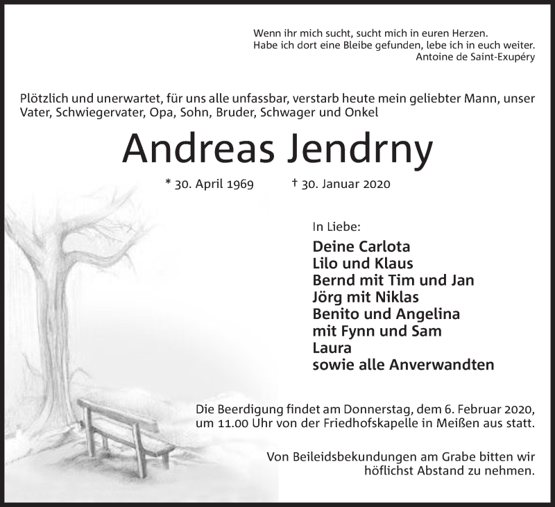  Traueranzeige für Andreas Jendrny vom 04.02.2020 aus Mindener Tageblatt