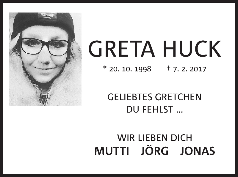  Traueranzeige für Greta Huck vom 07.02.2020 aus Mindener Tageblatt