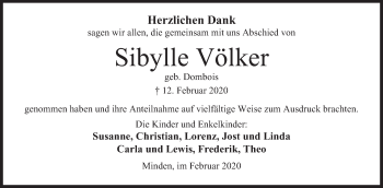 Anzeige von Sibylle Völker von Mindener Tageblatt