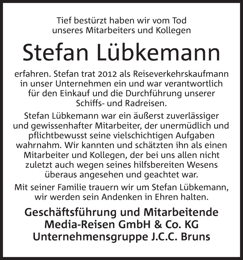  Traueranzeige für Stefan Lübkemann vom 11.02.2020 aus Mindener Tageblatt
