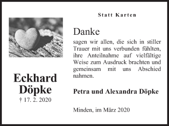 Anzeige von Eckhard Döpke von Mindener Tageblatt