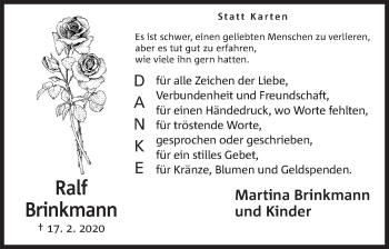 Anzeige von Ralf Brinkmann von Mindener Tageblatt