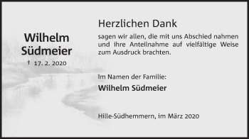 Anzeige von Wilhelm Südmeier von Mindener Tageblatt