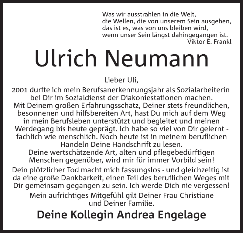  Traueranzeige für Ulrich Neumann vom 21.05.2020 aus Mindener Tageblatt